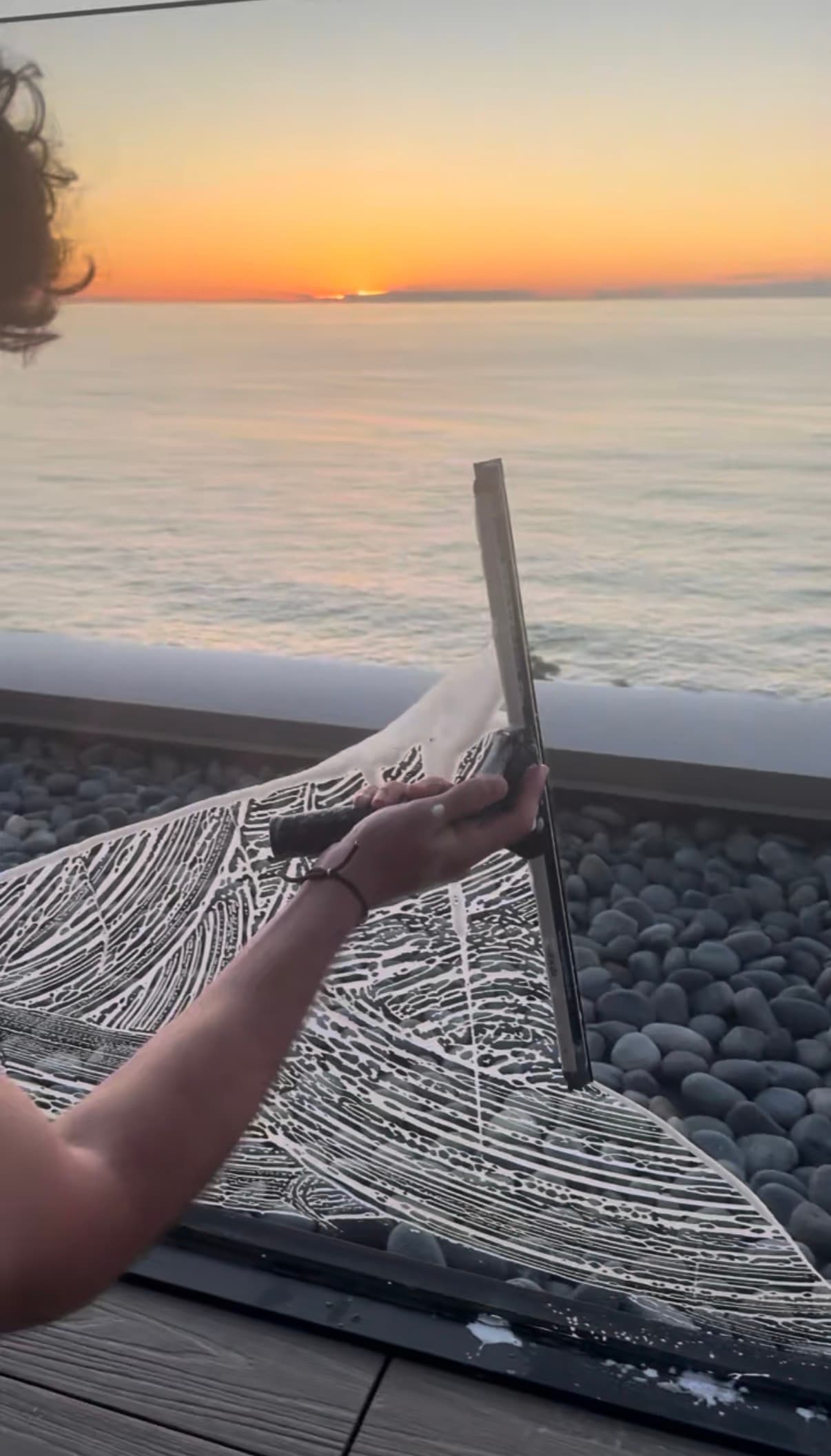 squeegee pull at golden hour